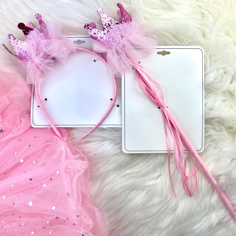 Princess Headband & Matching Wand / Pink Glitter